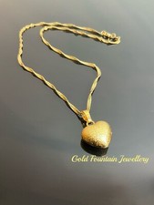 22k 22Ct Gold Filled Love  Heart Necklace With 18” Wave Chain Stamped Ref:-73
