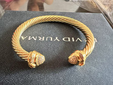 David Yurman7mm Cable Cuff w/ Diamonds & 18K Gold bracelet