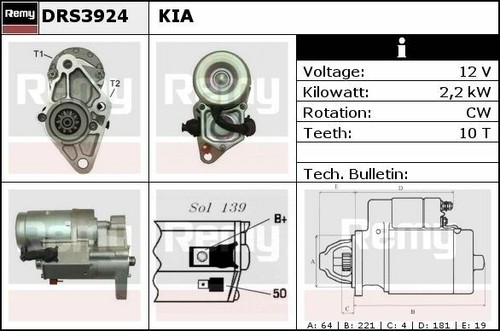 Starter motor for kia sedona - sedona, /