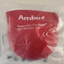 Ambu CPR Res-Cue Mask # 252 105 - First Aid - Red Soft Zippered Case - NEW