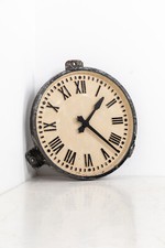 Vintage Industrial 24" Large Cast Iron Gents of Leicester Factory Railway Clock