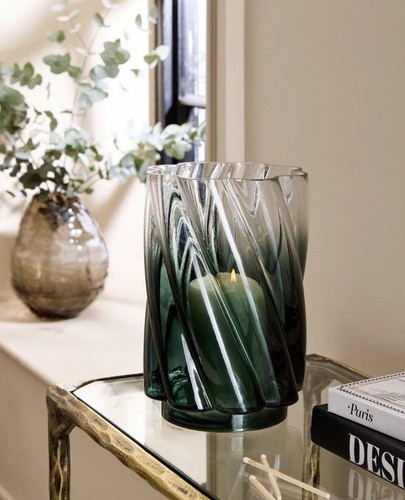 Green ombré glass hurricane - green,