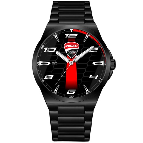 Wristwatch black steel fan - wristwatch,