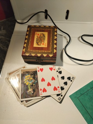 Vintage wooden playing - vintage, card