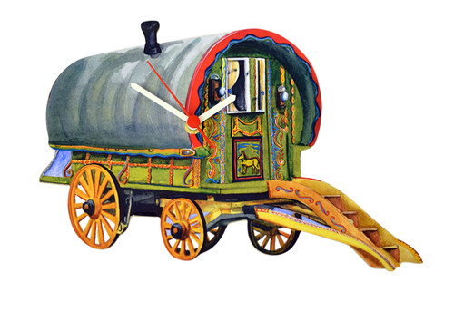 Bowtop gypsy caravan - caravan, clock