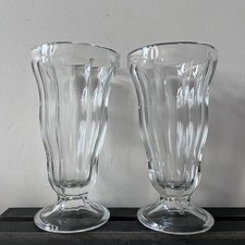 Vintage Knickerbocker Glory/Milkshake Heavy Pressed Glasses x2 (VERY GOOD)