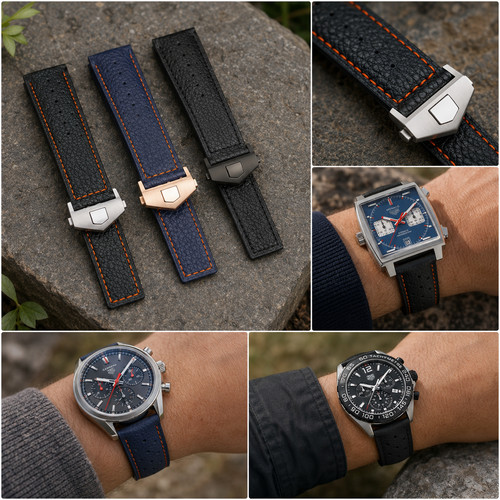 Frosted calfskin leather watch - frosted,