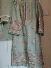 Elegant Sage Green Embroidered