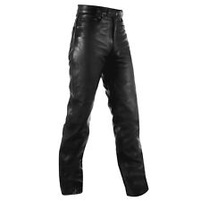 Motorcycle Quality Leather Trousers Biker Jeans Pants Motorbike Black 32