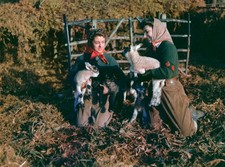 WWII Land Army women with two