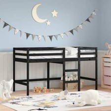 Kids' Loft Bed with Ladder Black 80x200 cm Solid Wood Pine vidaXL