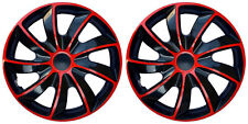 2 x13" Inch Caravan Motorhome Wheel Trims Rims Hub Caps  - black / red