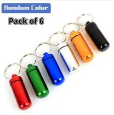 6 (Six) x Waterproof Mini Pill Drug Stash Box Keyring Bottle Holder Container