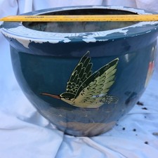 Large Hand-painted  Vintage Chinese Rose Bowl Jardinier - Plant Pot - see pics