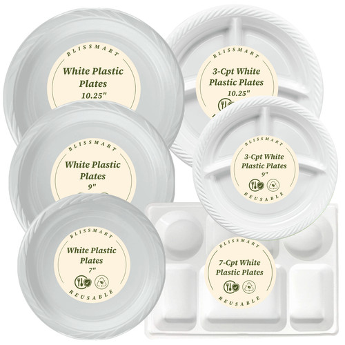 100 white plastic plates - 100,