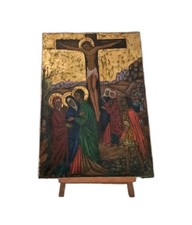 painting, religious scene, icon, Christ on the cross, crucifixion 