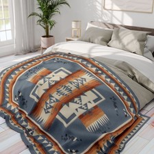 Navajo Fleece Throw Blanket - Elegant Native American - Modern Fleece Comfort