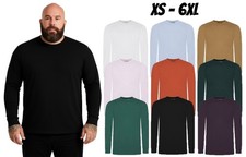Mens Long Sleeve T-Shirt 1 & 5 Pack 100% Cotton Plain Crew Neck Lot Tee S - 6XL