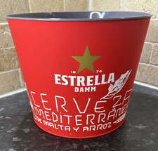 Estrella Damm Red Larger Beer Metal Ice Bucket Home Bar Pub Man Cave