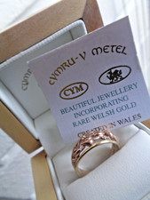 Welsh Gold Ring 9ct Yellow & Rose Tree Of Life Cymru Y Metel  hm2009 size M to N