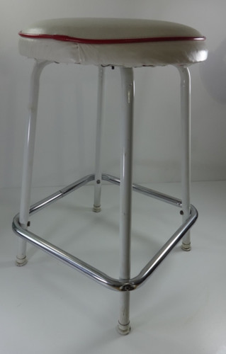 Vintage stool white metal - vintage,