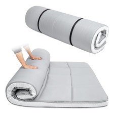 Single 10cm Foldable Futon Mattress Topper Memory Foam Portable Guest Bed – Grey