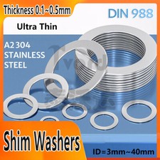 Shim Washers 0.1mm / 0.2mm / 0.3mm / 0.5mm Thick ID=3mm~40mm A2 Stainless Steel