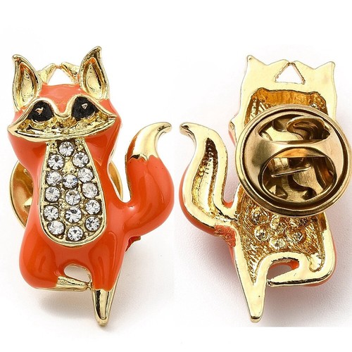 Fox brooch lapel - fox, enamel