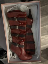 Ted Baker Vice Red Leather Knee Boots Size 5