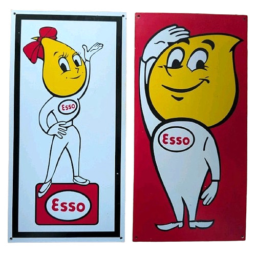 Pair esso 2ft enamel metal - esso,