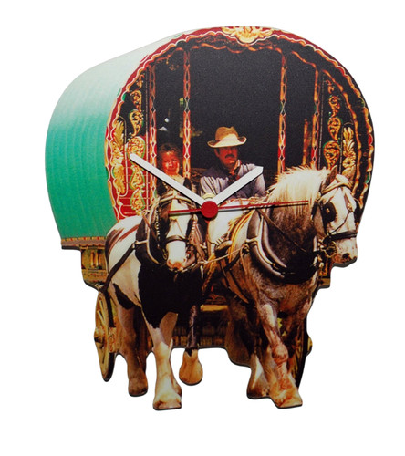 Bowtop gypsy caravan clock - caravan,
