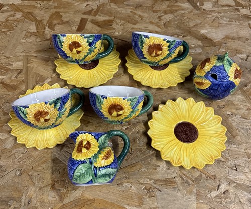 Majolica sunflower tea set - sunflower,