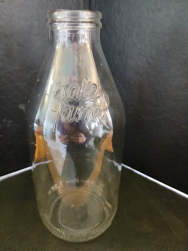Vintage milk bottle dale farm - "dale,
