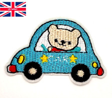 Teddy Bear Blue Car Iron Sew
