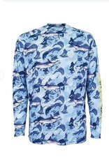 GUY HARVEY Performance Knit LS Black Marlin Hypto Tech Shirt Men XL