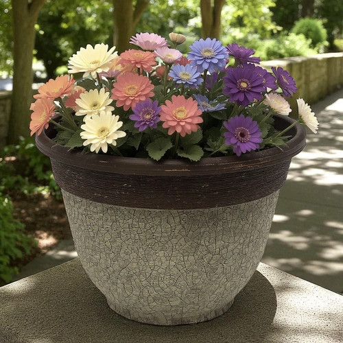 Crackle planter 30cm concrete - crackle,