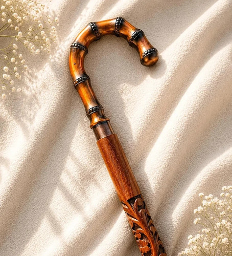 Hand carved wooden walking - carved,