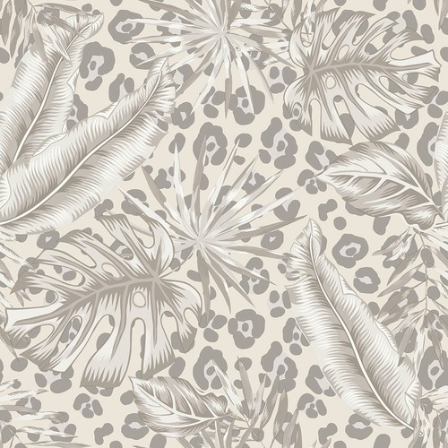 Beige grey tropical wallpaper - grey,