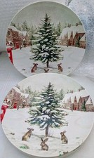 Tesco Cotswold Plates X 2, Snowy Scene, Beautiful 10.5 Inch Stoneware. New