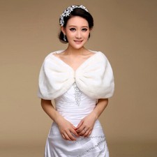 Faux Fur Bridal Wedding Cape Shawl Bridesmaid Stole Wrap Shrug Capelet Bolero
