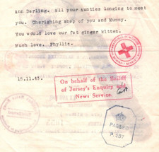 GB Channel Is WW2 RED CROSS Message 1943 Wigan WALLGATE Jersey *BAILIFF* MAX144