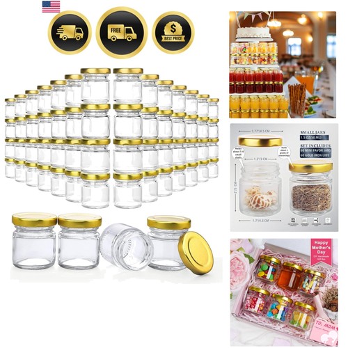 Small glass jars with - small, lids