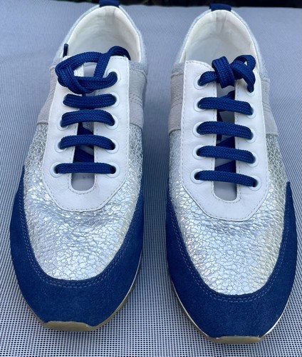 New geox silver blue leather - &,