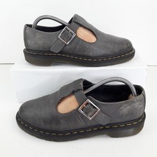 Dr Martens Polley Womens Shoes UK 6 Grey Mary Jane Buckle Flats Flat EUR 39