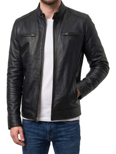 Men black lambskin - black, leather