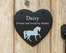 Horse Name Plate Personalised Stable Door Heart Plaque Custom Made Engraved Sign