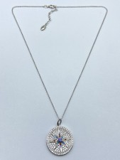 Sterling Silver & Harlequin Cubic Zirconia Compass Necklace (T1630)
