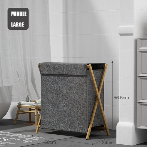 Grey foldable laundry basket - laundry,