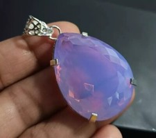 Certified 90 Ct+ Natural Opal 925 Solid Silver Pear Pendant Loose Gemstone