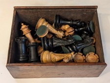 Antique Staunton Boxwood And Ebony Chess Set